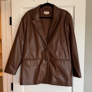 Chic Chocolate Brown “Leather” Blazer